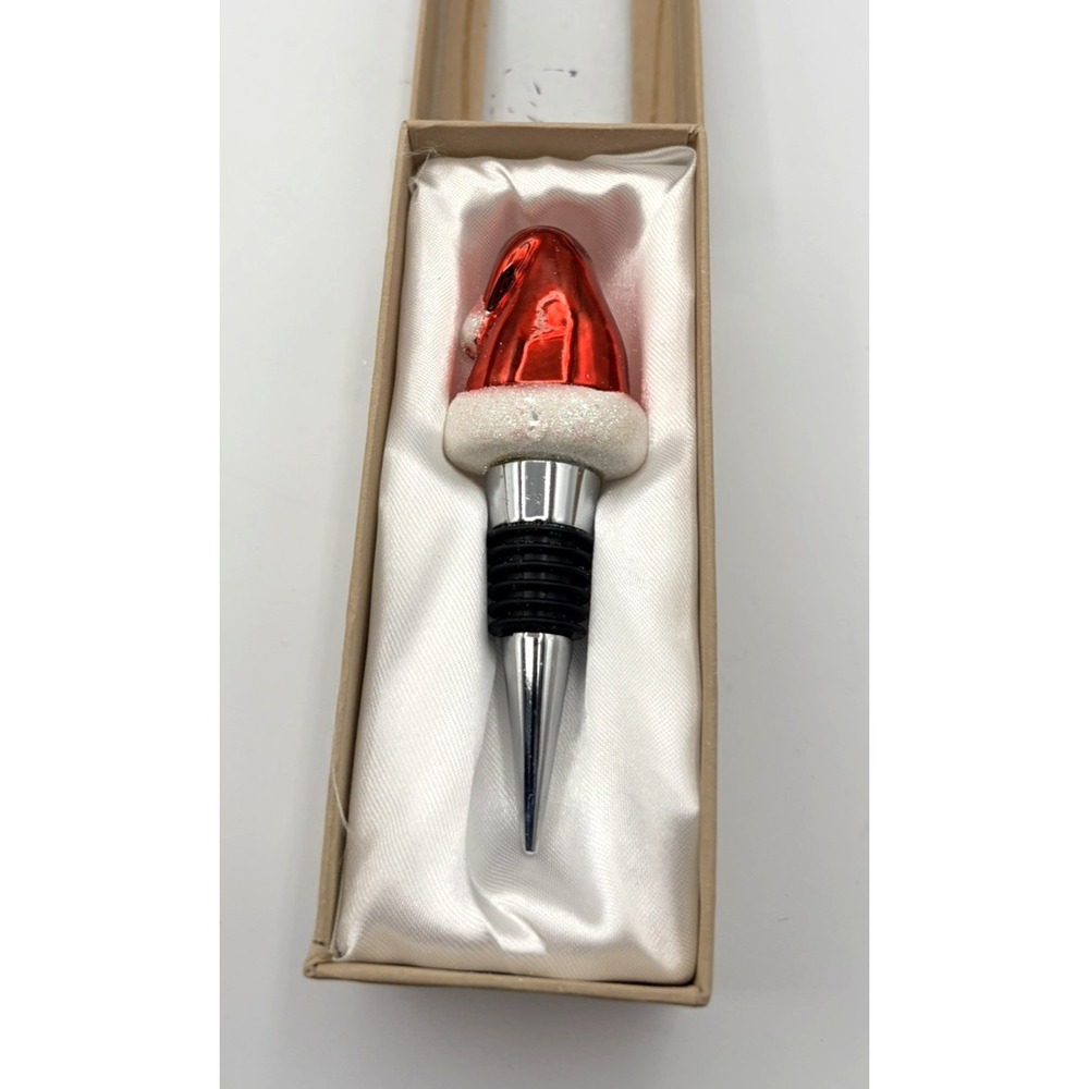 Ashley Nicole Christmas Santa Red Ceramic Hat Wine Bottle Stopper Holiday Decor